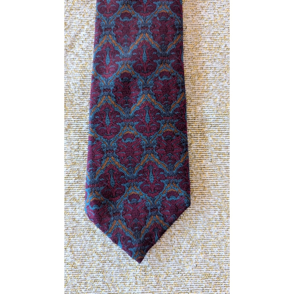 Guy Laroche Paris Men's Multicolor Damask  Pattern Silk Tie Necktie USA